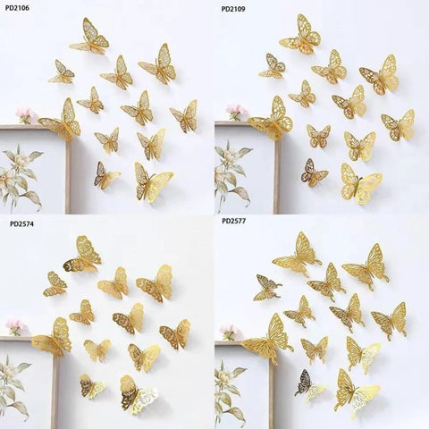 3d Wall Stickers Hollow Butterfly For Kids Rooms Home Wall Décor  Pack of 12 and 24