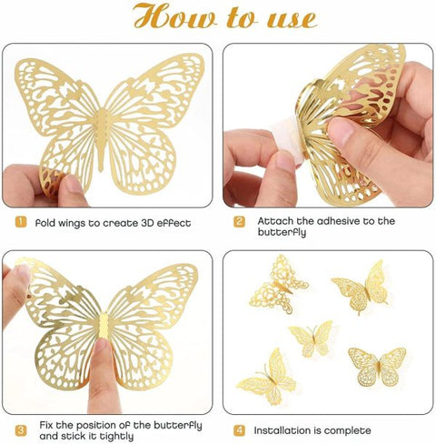 3d Wall Stickers Hollow Butterfly For Kids Rooms Home Wall Décor  Pack of 12 and 24