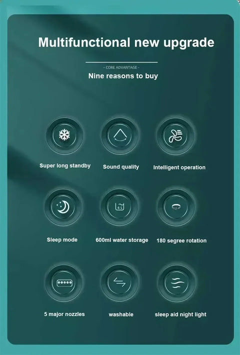 Portable Humidifier Cooling Fan | USB Electric Fan LED Night | Best For One Person