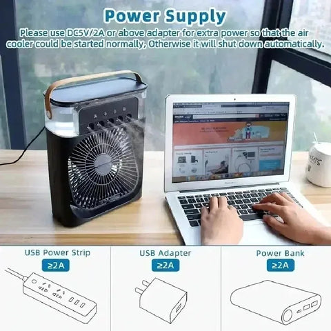 Portable Humidifier Cooling Fan | USB Electric Fan LED Night | Best For One Person