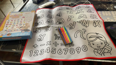 Reusable Water Drawing Mat For Kids – Educational Alphabet & Number Learning Toy With Magic Pens