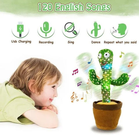 Dancing Cactus Toy – Singing, Talking, Voice Recording Plush With Usb Rechargeable Function – Fun Educational Gift For Babies And Kids (ages 6 Months & Up) – Rechargeable – With Cap