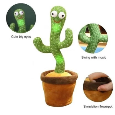 Dancing Cactus Toy – Singing, Talking, Voice Recording Plush With Usb Rechargeable Function – Fun Educational Gift For Babies And Kids (ages 6 Months & Up) – Rechargeable – With Cap